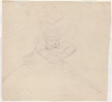 Study of Half-Length Figure with Pole [verso], 1849. Creator: Emanuel Gottlieb Leutze