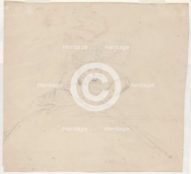 Study of Half-Length Figure with Pole [verso], 1849. Creator: Emanuel Gottlieb Leutze.