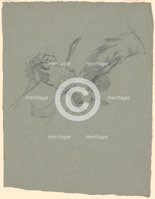 Study of Hands Knitting [recto], c. 1870-1890. Creator: Enoch Wood Perry.