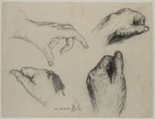 Study of Hands (recto), 1800s. Creator: Théodule Ribot (French, 1823-1891)