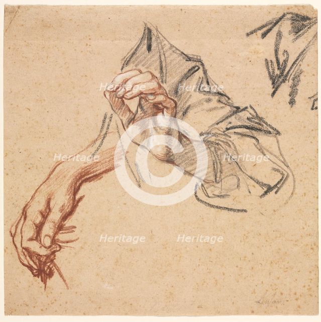 Study of Hands (recto); Sketch of a Hand (verso), 1700s. Creator: Pierre Lenfant (French, 1704-1787).