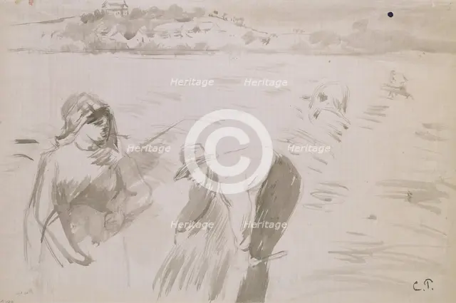 Study of harvesters working in a field near Pontoise, 1882. Artist: Camille Pissarro.