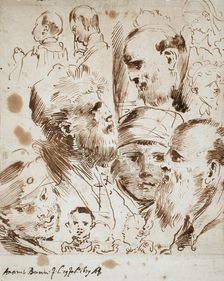 Study of Heads, 1679. Creator: Giovanni Antonio Burrini