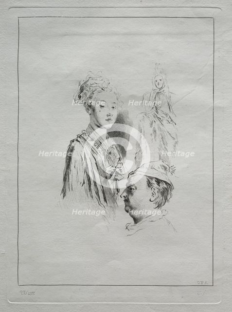 Study of Heads, 1700s. Creator: Unknown.