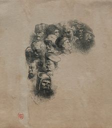 Study of Heads. Creator: Charles-Émile Jacque (French, 1813-1894)