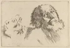 Study of Heads, One Turned to the Right and the Other Turned Left. Creator: Stefano della Bella