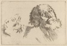 Study of Heads, One Turned to the Right and the Other Turned Left. Creator: Stefano della Bella