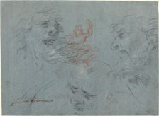 Study of Heads [recto]. Creator: Unknown