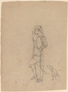 Study of Hunter with Dogs, c. 1858. Creator: Elihu Vedder
