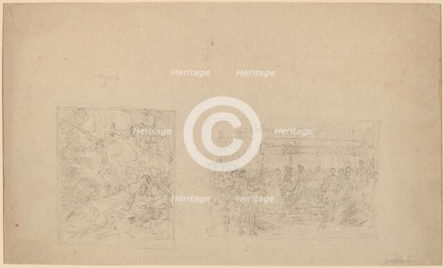 Study of Moses Striking the Rock and a Procession [verso], 1778. Creator: Benjamin West.