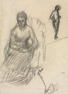 Study of Madame Marie Cantacuzène; Study of Standing Female Nude, c. 1883. Creator: Pierre Puvis de Chavannes (French, 1824-1898)