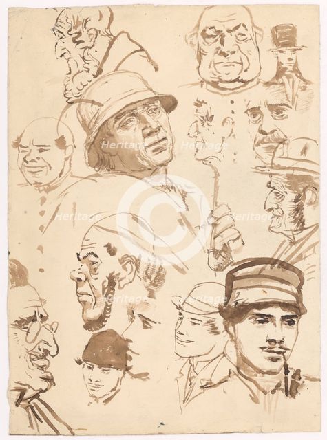 Study of male faces, 1880-1910. Creator: Ladislav Mednyanszky.
