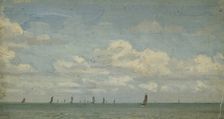 Study of sailing boats on the sea, (Holland), mid-late 1870s. Creator: George Clausen