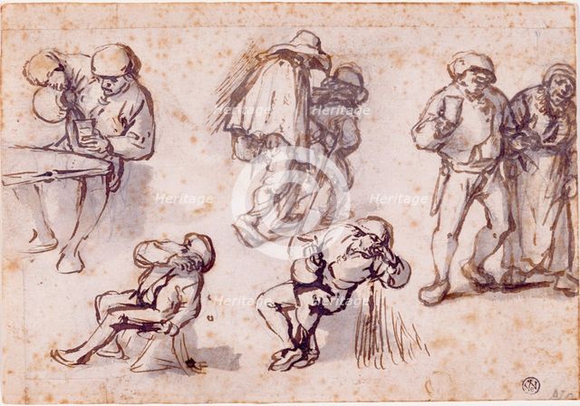 Study of Seven Peasants, 1640s. Creator: Isaac van Ostade.