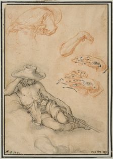 Study of Shepherd at Rest, with several detail studies. Creator: Abraham Bloemaert