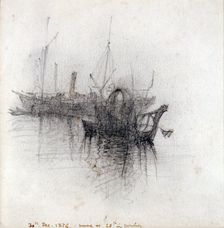 Study of Shipping 1876. Artist: John Ruskin