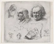 Study of Six Heads and a Milkmaid, 1816. Creator: Ignace Joseph de Claussin