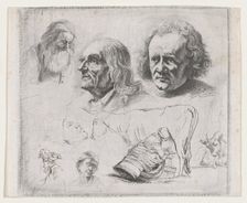 Study of Six Heads and a Milkmaid, 1816. Creator: Ignace Joseph de Claussin