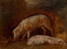 Study of Pigs, 1850/60. Creator: Alexandre Gabriel Decamps