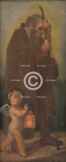 Study of Pilgrims with a Guardian angel - Ahasver, 1910-1930. Creator: Milan Thomka Mitrovsky.