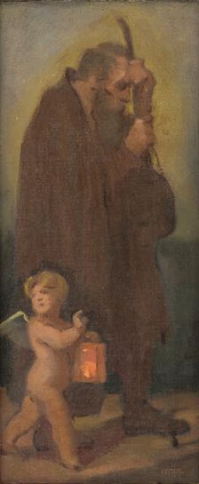 Study of Pilgrims with a Guardian angel - Ahasver, 1910-1930. Creator: Milan Thomka Mitrovsky
