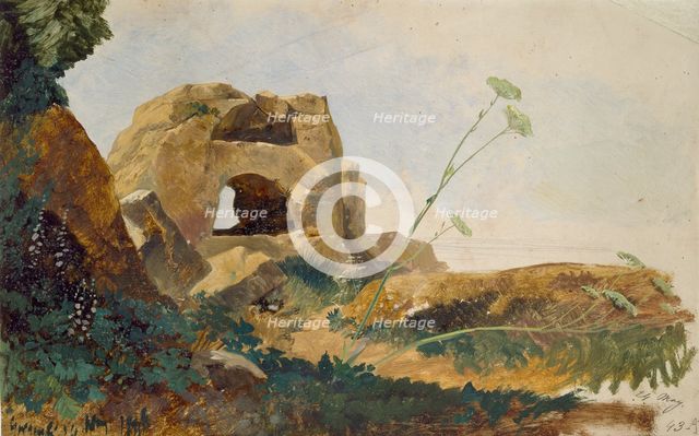 Study of Rocks and Foliage, Agrigento (Girgenti), Sicily, 1847. Artist: Edward Lear.