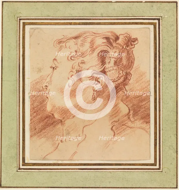 Study of Woman's Head, c. 1725. Artist: Watteau, Jean Antoine (1684-1721)