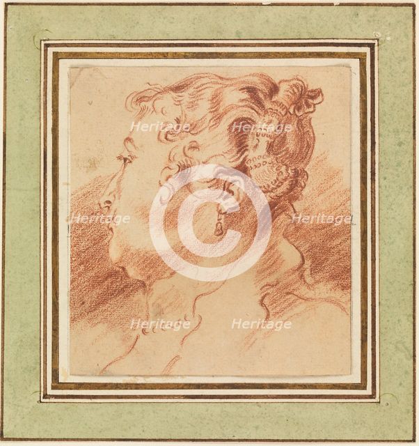 Study of Woman's Head, c. 1725. Artist: Watteau, Jean Antoine (1684-1721)