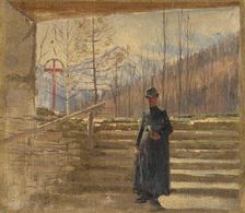 Study of Walking Priest, 1880-1900. Creator: Ladislav Mednyanszky