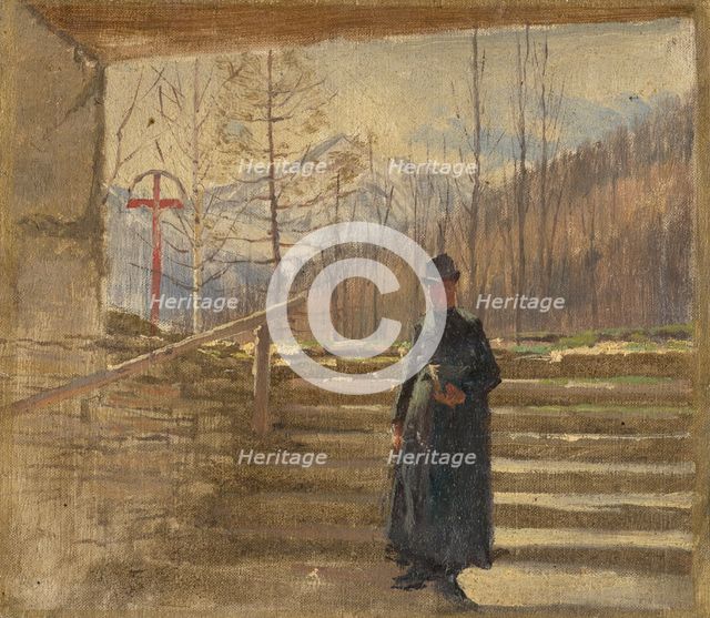 Study of Walking Priest, 1880-1900. Creator: Ladislav Mednyanszky.