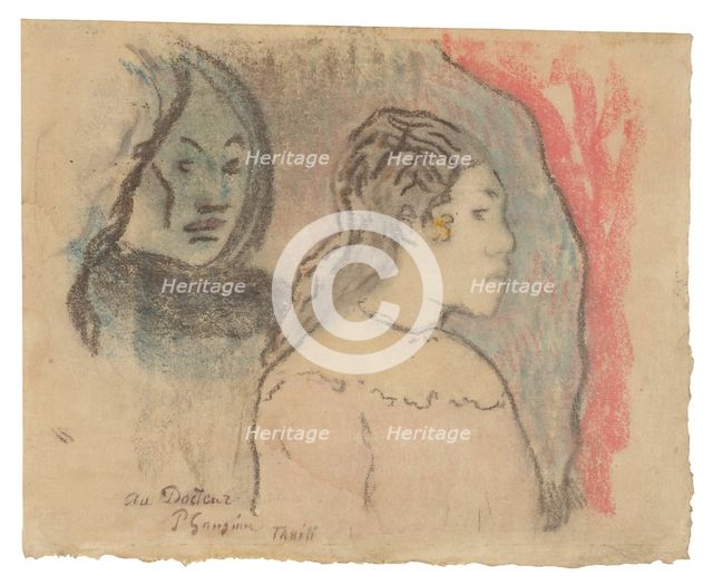 Study of Tahitian Heads, c. 1898. Creator: Paul Gauguin.