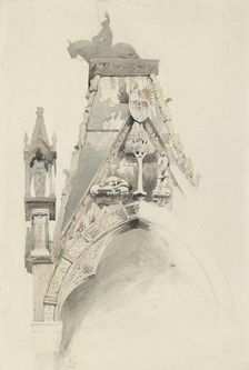 Study of the North Gable of the Tomb of Mastino II della Scala, Verona, probably June 1852. Artist: John Ruskin