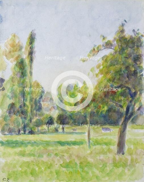 Study of the orchard of the artist's house at Eragny-sur-Epte, c1890. Artist: Camille Pissarro.