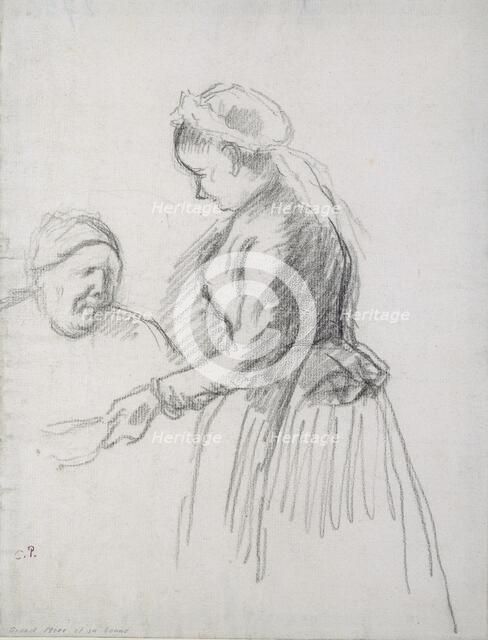 Study of the artist's mother with her maid, 1880-1885.