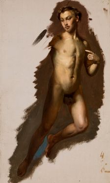 Study of the Cupid Figure to the Painting "Wedding Procession of Cupid and Psyche", before 1863. Creator: Jozef Simmler