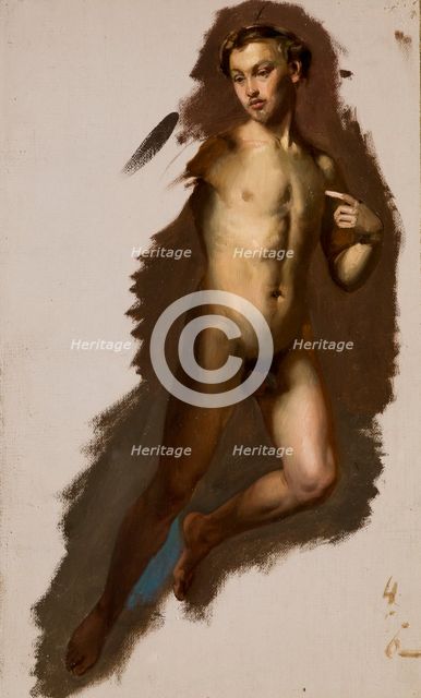 Study of the Cupid Figure to the Painting "Wedding Procession of Cupid and Psyche", before 1863. Creator: Jozef Simmler.