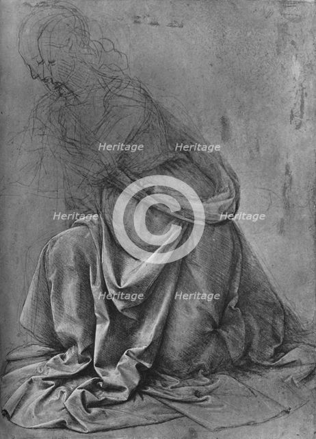 'Study of the Drapery of a Woman Kneeling to the Left', c1477 (1945). Artist: Leonardo da Vinci.