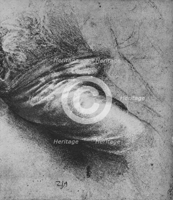 'Study of the Drapery of a Seated Figure to the Right', c1480 (1945). Artist: Leonardo da Vinci.