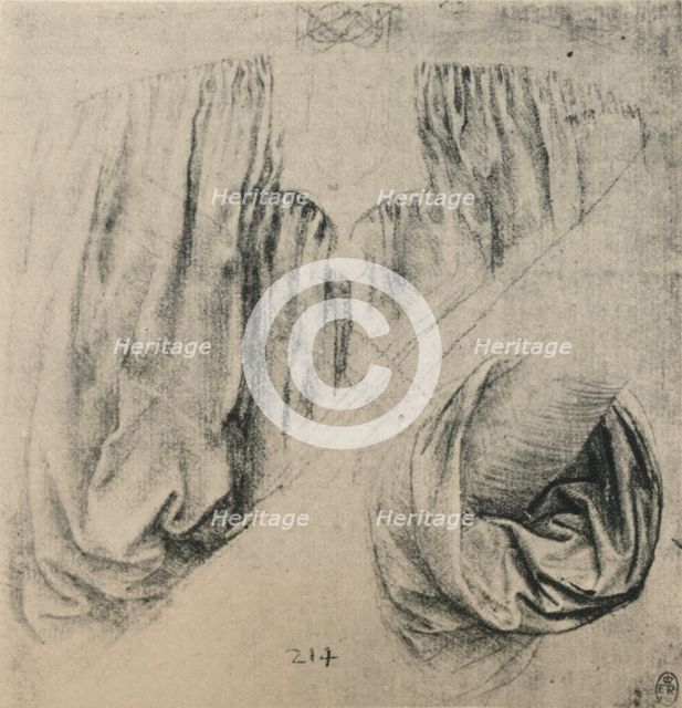 'Study of the Front of a Dress and of a Sleeve', c1480 (1945). Artist: Leonardo da Vinci.