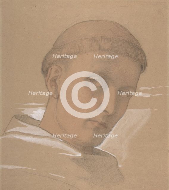 Study of the Head of St. Augustine, for the painting of the Madonna and Child..., 1846. Creator: Eduard von Steinle.