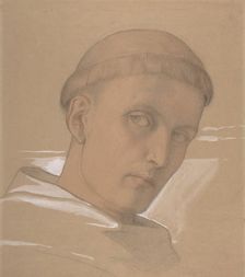Study of the Head of St. Augustine, for the painting of the Madonna and Child..., 1846. Creator: Eduard von Steinle