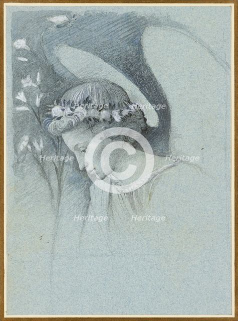 Study of the Head of the Angel Gabriel in Filippo Lippi's 'The Announcing Angel', 28 June 1870. Creator: John Ruskin.