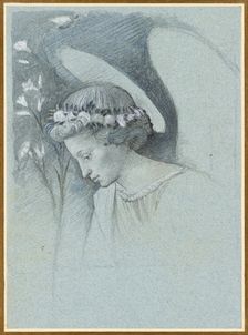 Study of the Head of the Angel Gabriel in Filippo Lippi's The Announcing Angel 28 June 1870. Creator: John Ruskin