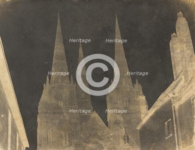 Study of the Spires of Lichfield Cathedral, 1845-1850. Creator: Reverend Calvert Richard Jones.