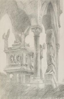 Study of the Tomb of Mastino II della Scala at Verona, c1869. Artist: John Ruskin