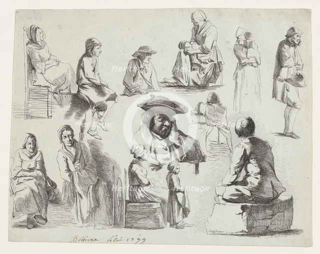 Study of Thirteen Figures, 19th century. Creator: Anon.