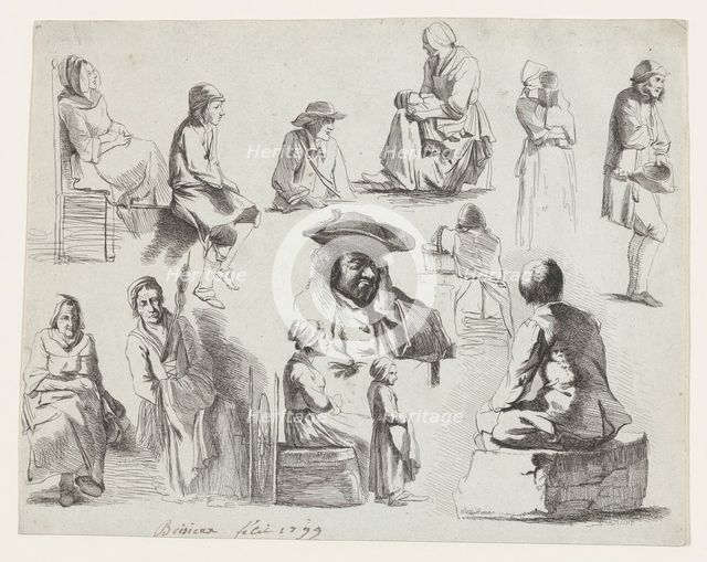 Study of Thirteen Figures, 19th century. Creator: Anon.