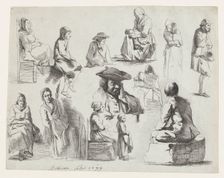 Study of Thirteen Figures, 19th century. Creator: Anon