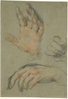 Study of Three Hands, between 1625 and 1630. Creator: Bernardo Strozzi