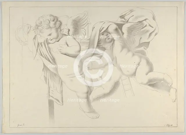 Study of three putti, ca. 1800-1844. Creator: Ferdinand Piloty.